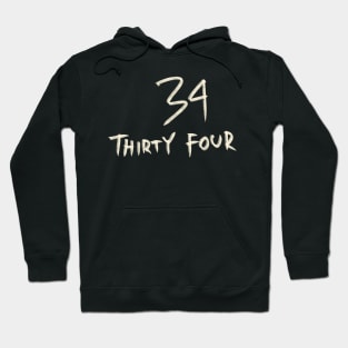 Hand Drawn Letter Number 34 Thirty Four Hoodie